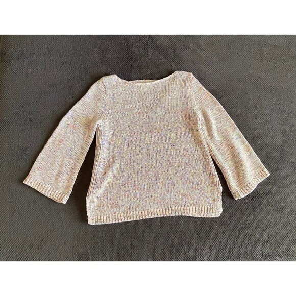 Loft Multi-color Cream Knit Top With Bell Sleeved size XS - Picture 1 of 7